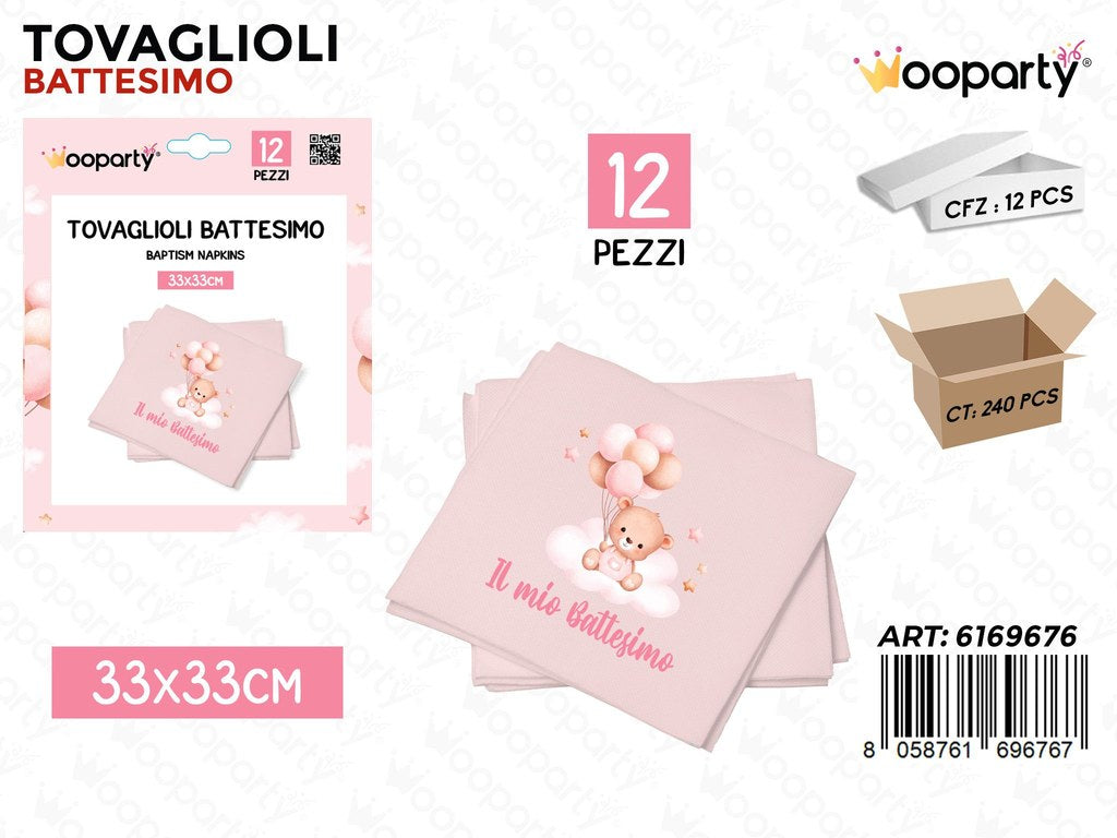 TOVAGLIOLI BATTESIMO GIRL 12PCS 33*33CM