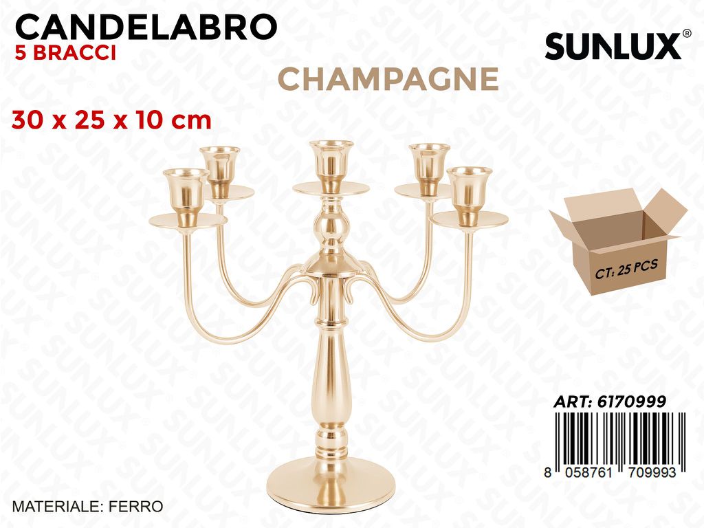 Sunlux Candelabro 5 Bracci Champagne 30*25*10CM