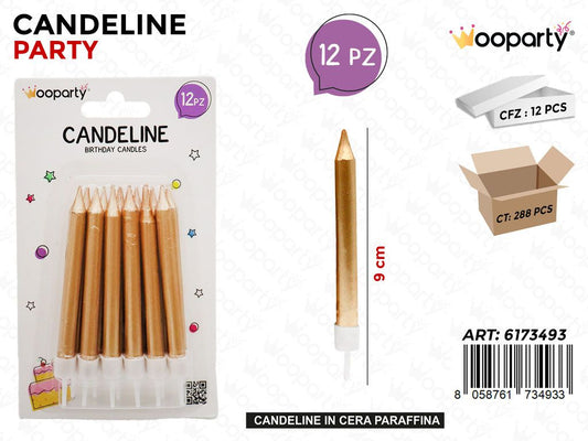 CANDELINE A STELO ORO 12PCS 9CM