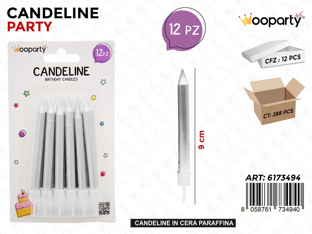 CANDELINE A STELO ARG. 12PCS 9CM