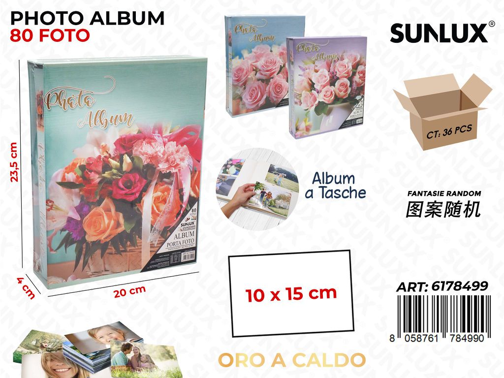 Sunlux Album Foto 10*15CM 80FOTO Col. Caldo 20*4*23.5CM