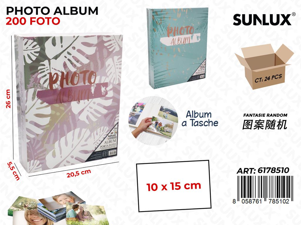 Sunlux Album Foto 10*15CM 200FOTO Ass. 20.5*5.5*26CM