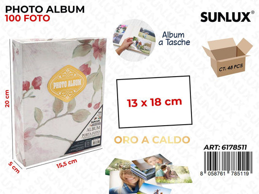 Sunlux Album Foto 13*18CM 100FOTO Col. Caldo 15.5*5*20CM