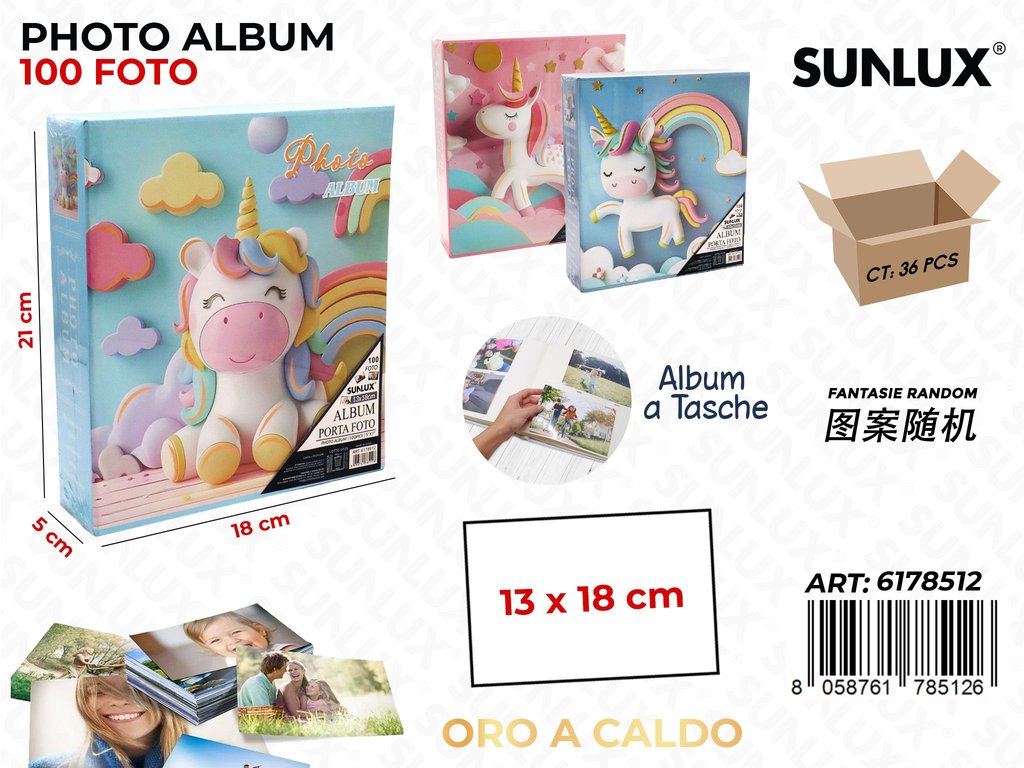 Sunlux Album Foto Baby 13*18CM 100FOTO Col. Caldo 18*5*21CM