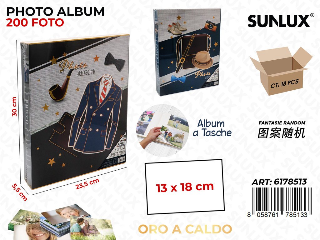 Sunlux Album Foto 13*18CM 200FOTO Col. Caldo 23.5*5.5*30CM