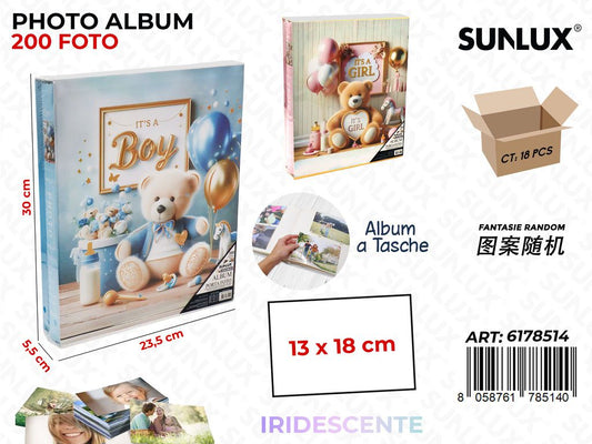 Sunlux Album Foto Boy 13*18CM 200FOTO Irid. Ass. 23.5*5.5*30CM