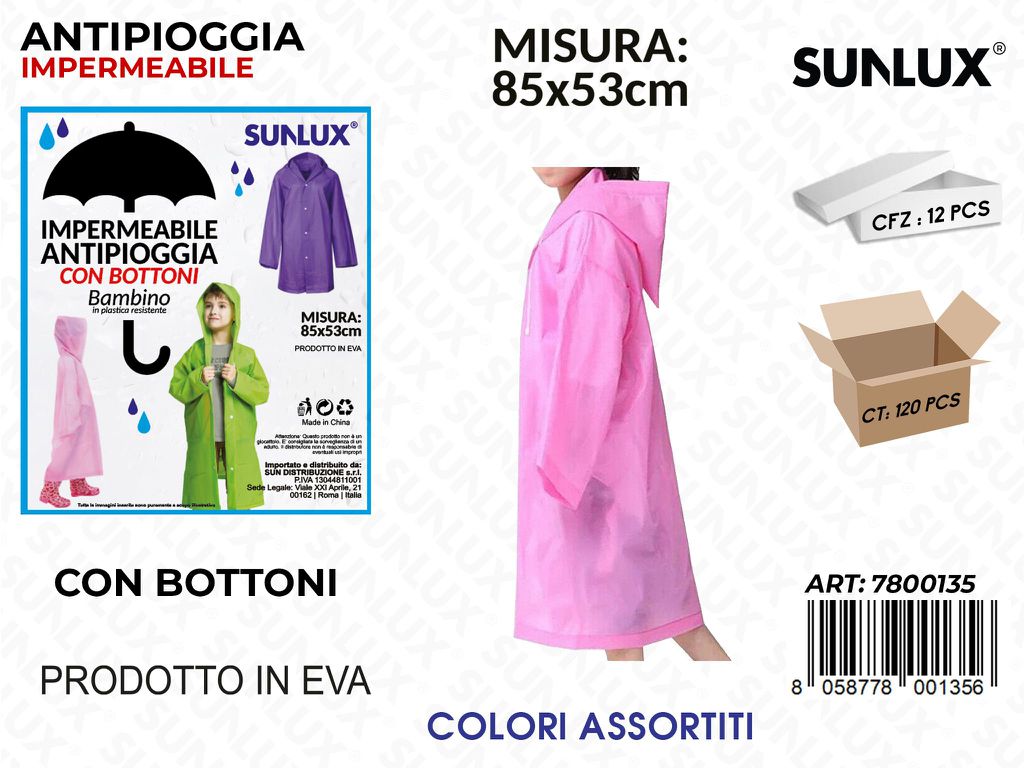 Antipioggia Imper. c/ Bottoni 85*53CM Ass.