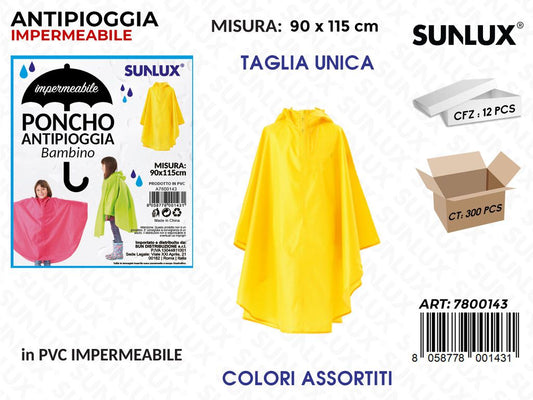 Poncho Antipioggia Bambini Pvc 90*115CM