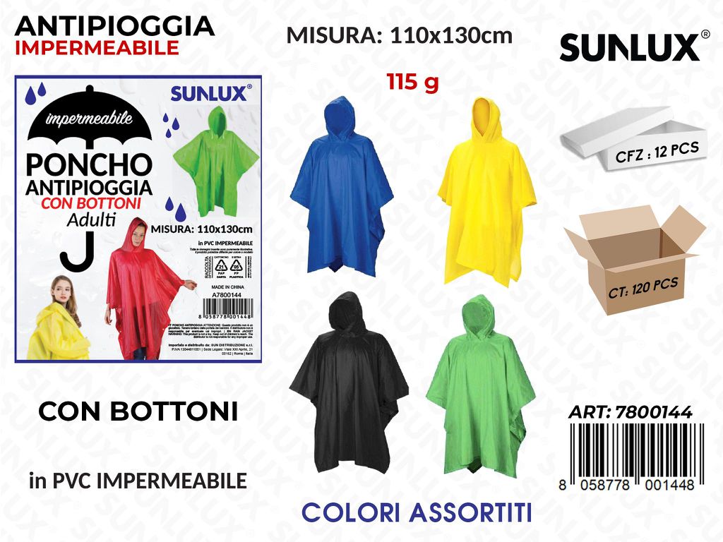 Antipioggia Imper. c/ Bottoni 110*130CM Ass.