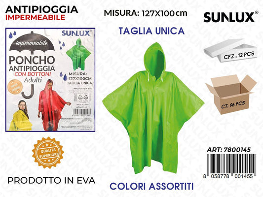 Poncho Antipioggia c/Bottoni Pvc 127*100CM