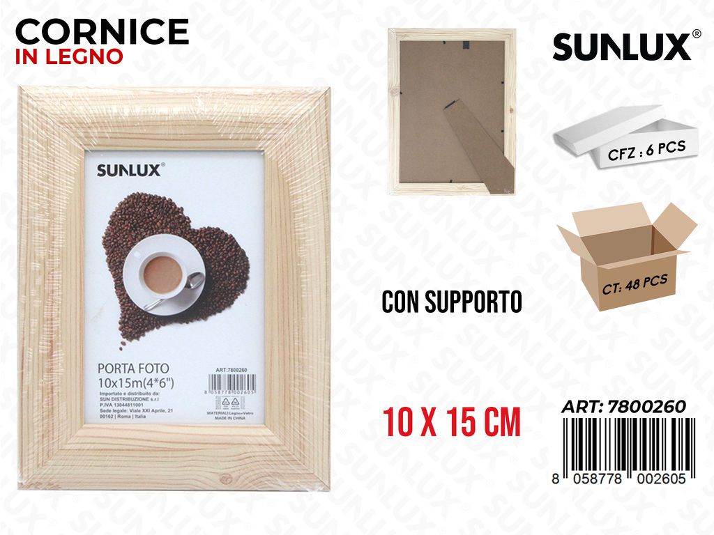 Cornice in Legno c/Supporto 10*15CM