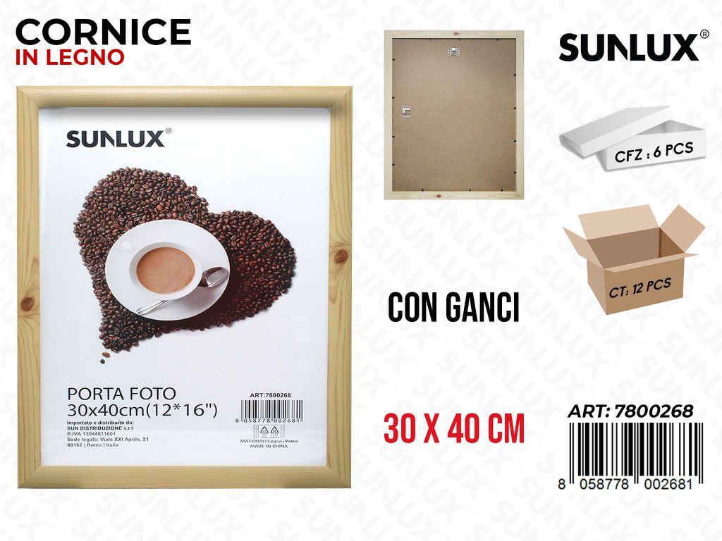 Cornice in Legno c/Ganci 30*40CM