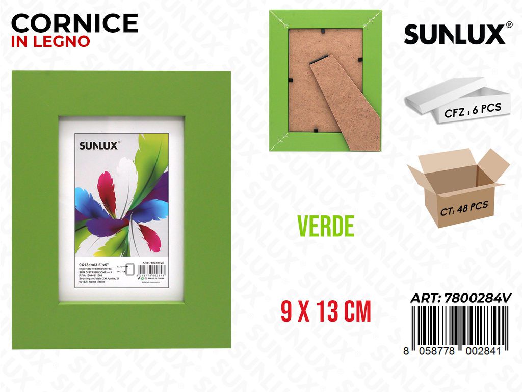 Cornice Portafoto Legno Verde 9*13CM
