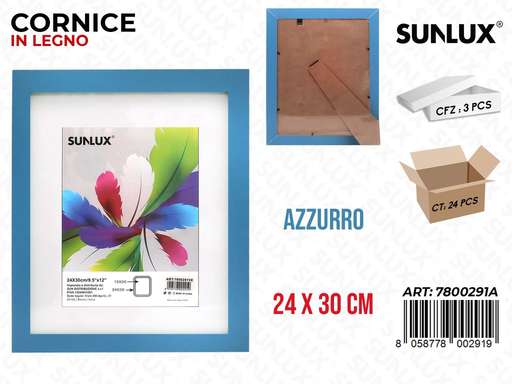 Cornice Portafoto Legno Azzurro 24*30CM