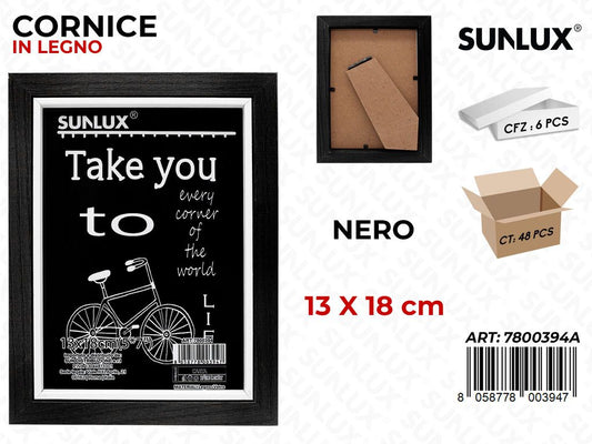 Cornice in Legno Nero c/ Supp. 13*18CM