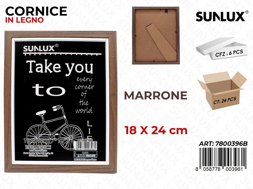 Cornice in Legno Marrone c/ Supp. 18*24CM