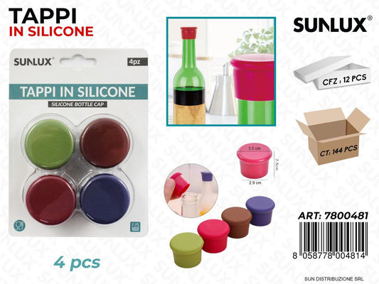 Tappi per Bottiglie in Silicone Col. Ass. 4PCS