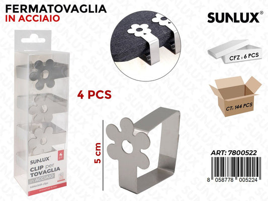Fermatovaglia in Acciaio Fiore 4PCS 5CM