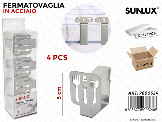 Fermatovaglia in Acciaio Posate 4PCS- 5CM