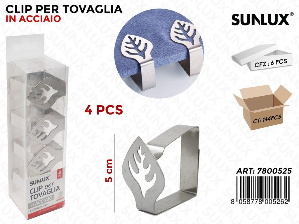 Fermatovaglia in Acciaio Foglia 4PCS 5CM