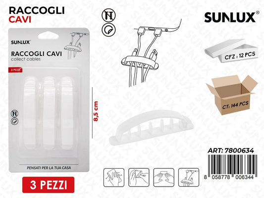 Sunlux Raccogli Cavi 3PCS 8.5CM / Pz da 12