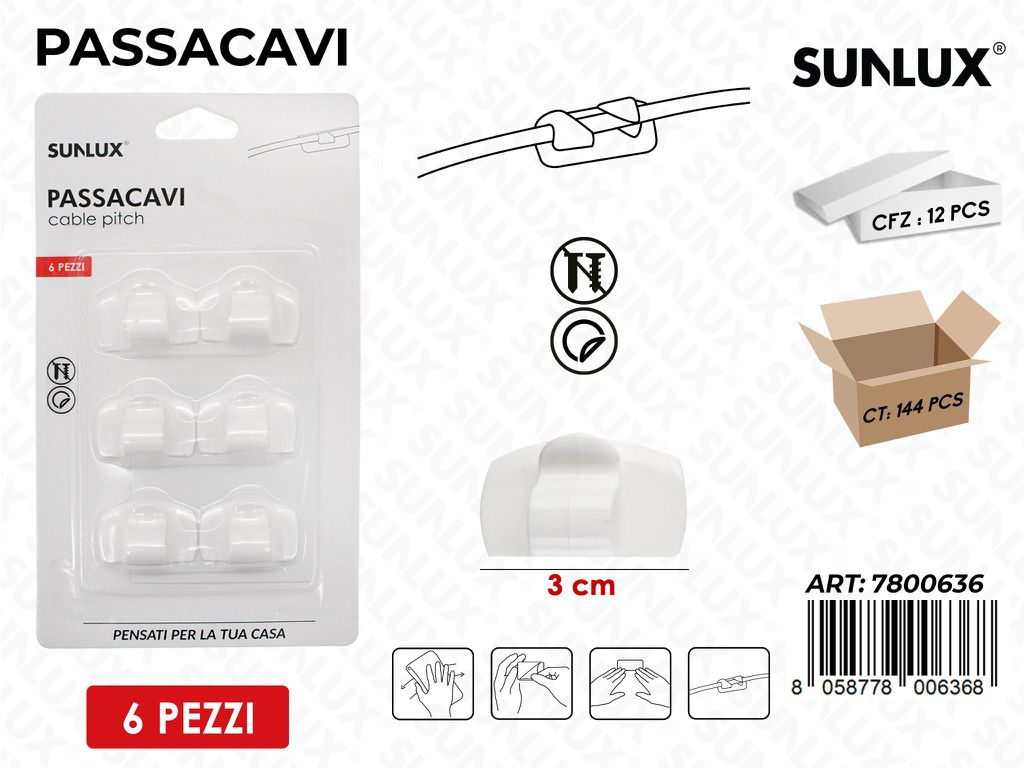 Sunlux Passacavi 6PCS 3CM / Pz da 12