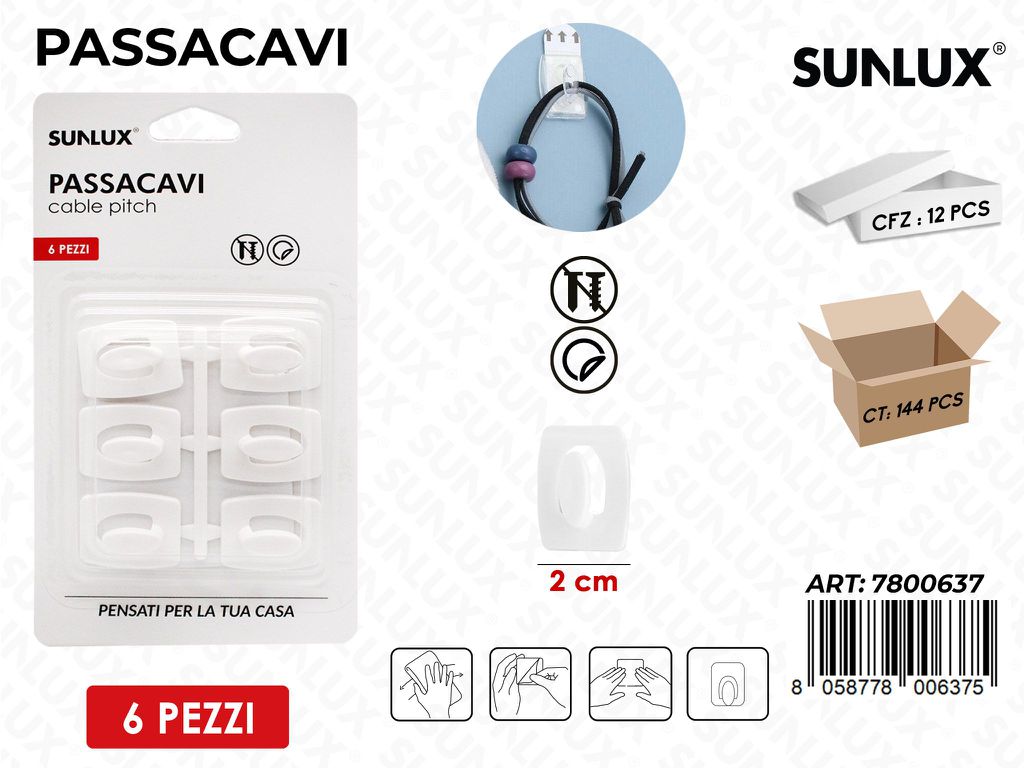 Sunlux Passacavi 6PCS 2CM / Pz da 12