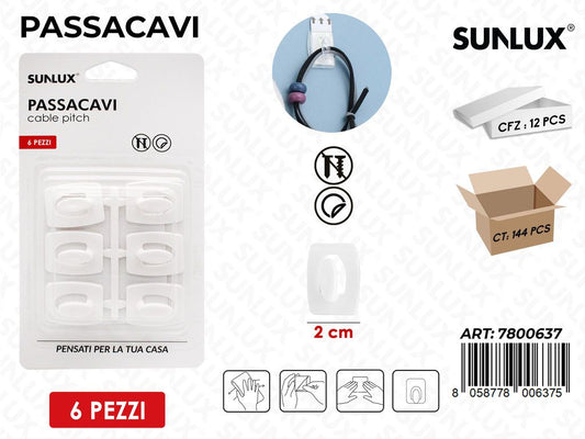 Sunlux Passacavi 6PCS 2CM / Pz da 12