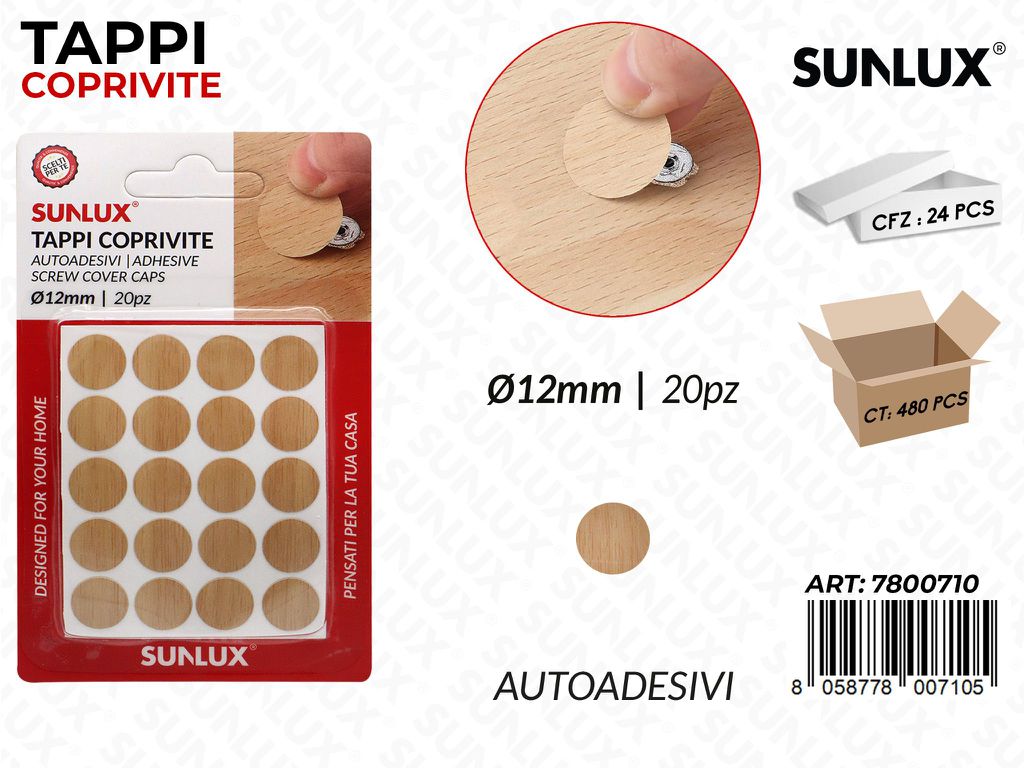 Sunlux Tappi Coprivite Autoadv D.12MM 20PCS