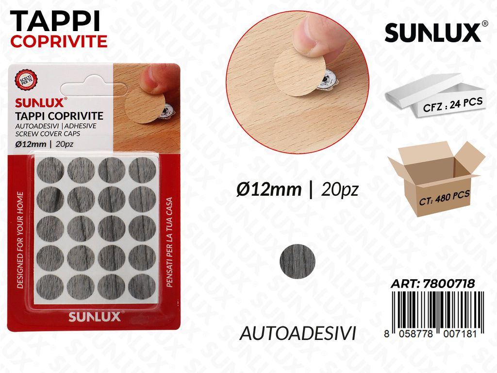 Sunlux Tappi Coprivite Autoadv D.12MM 20PCS