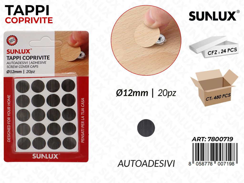 Sunlux Tappi Coprivite Autoadv D.12MM 20PCS