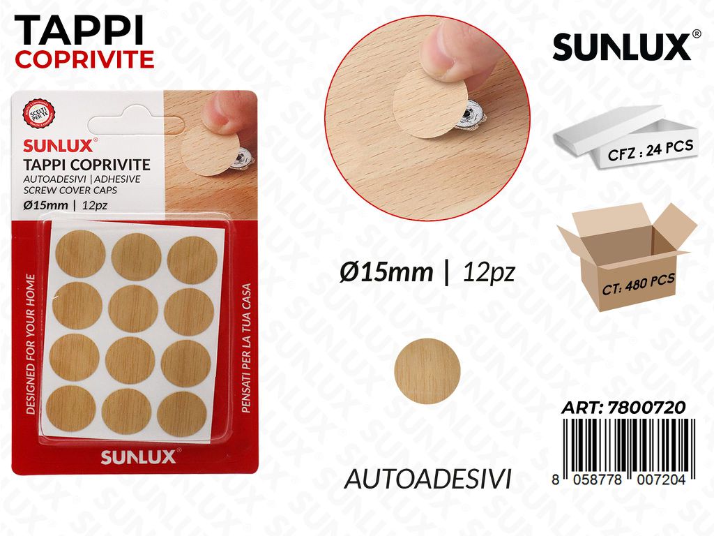 Sunlux Tappi Coprivite Autoadv D.15MM 12PCS