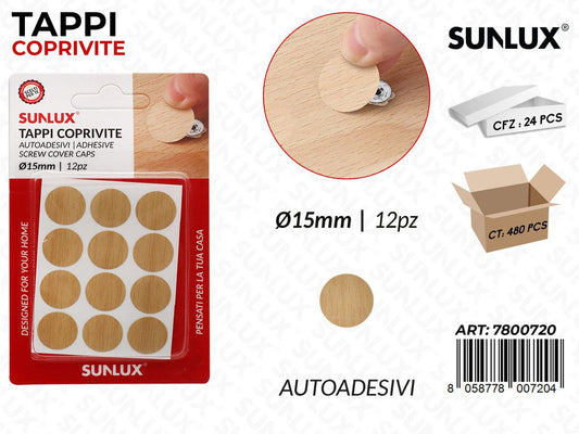 Sunlux Tappi Coprivite Autoadv D.15MM 12PCS