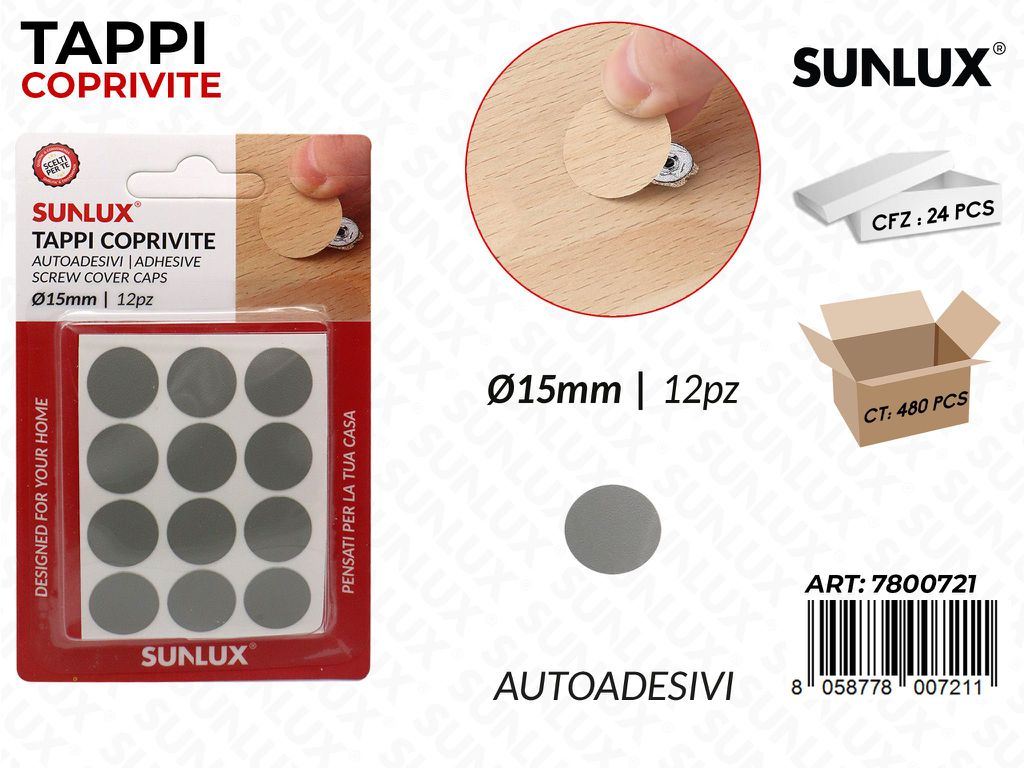 Sunlux Tappi Coprivite Autoadv D.15MM 12PCS