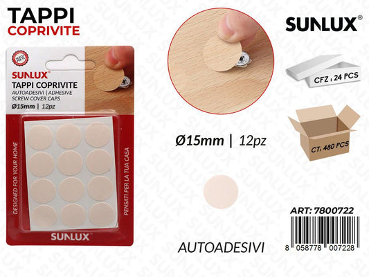 Sunlux Tappi Coprivite Autoadv D.15MM 12PCS