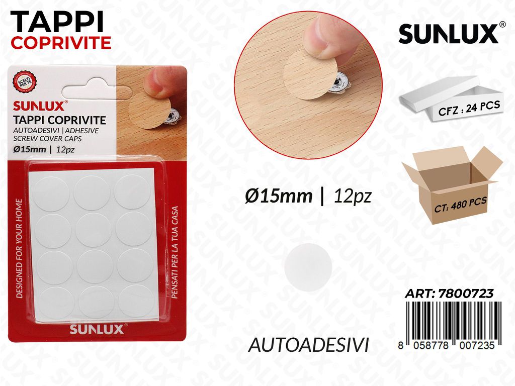 Sunlux Tappi Coprivite Autoadv D.15MM 12PCS