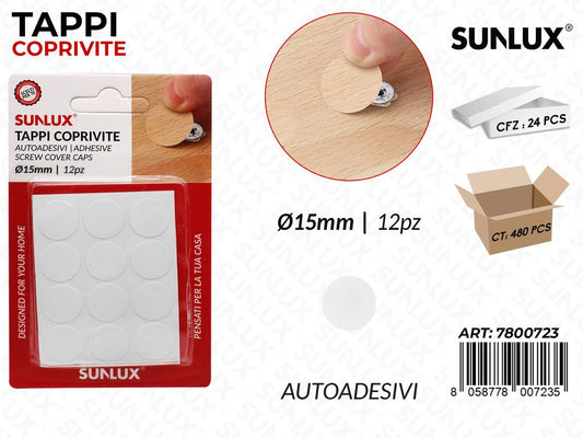 Sunlux Tappi Coprivite Autoadv D.15MM 12PCS
