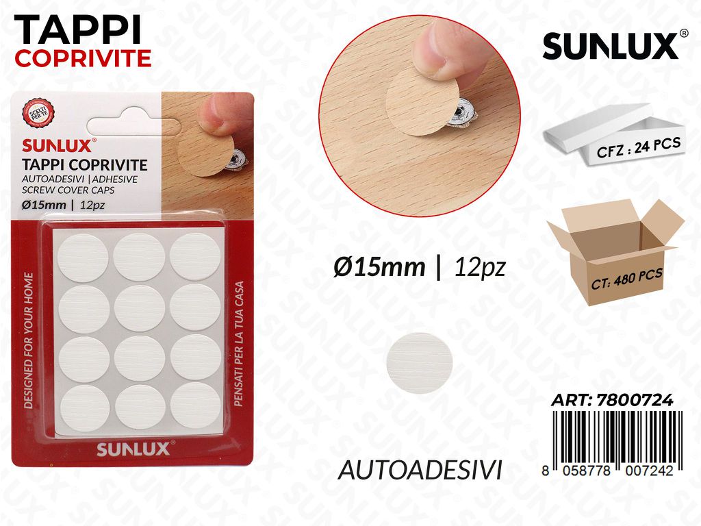 Sunlux Tappi Coprivite Autoadv D.15MM 12PCS