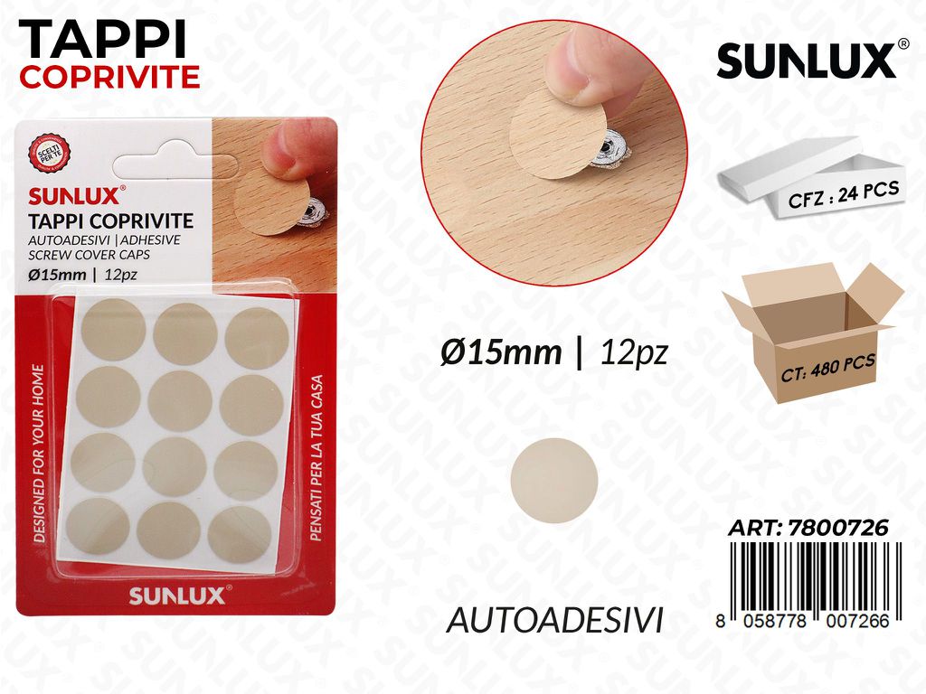 Sunlux Tappi Coprivite Autoadv D.15MM 12PCS