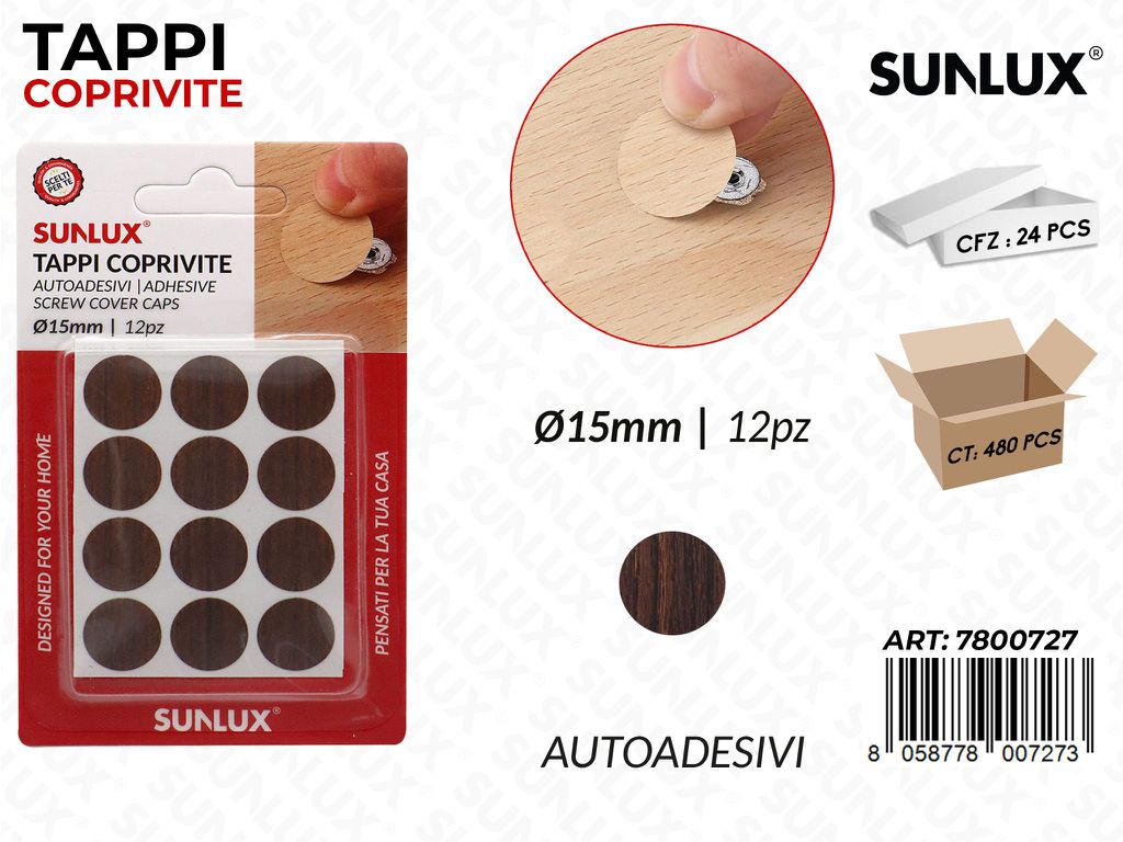 Sunlux Tappi Coprivite Autoadv D.15MM 12PCS