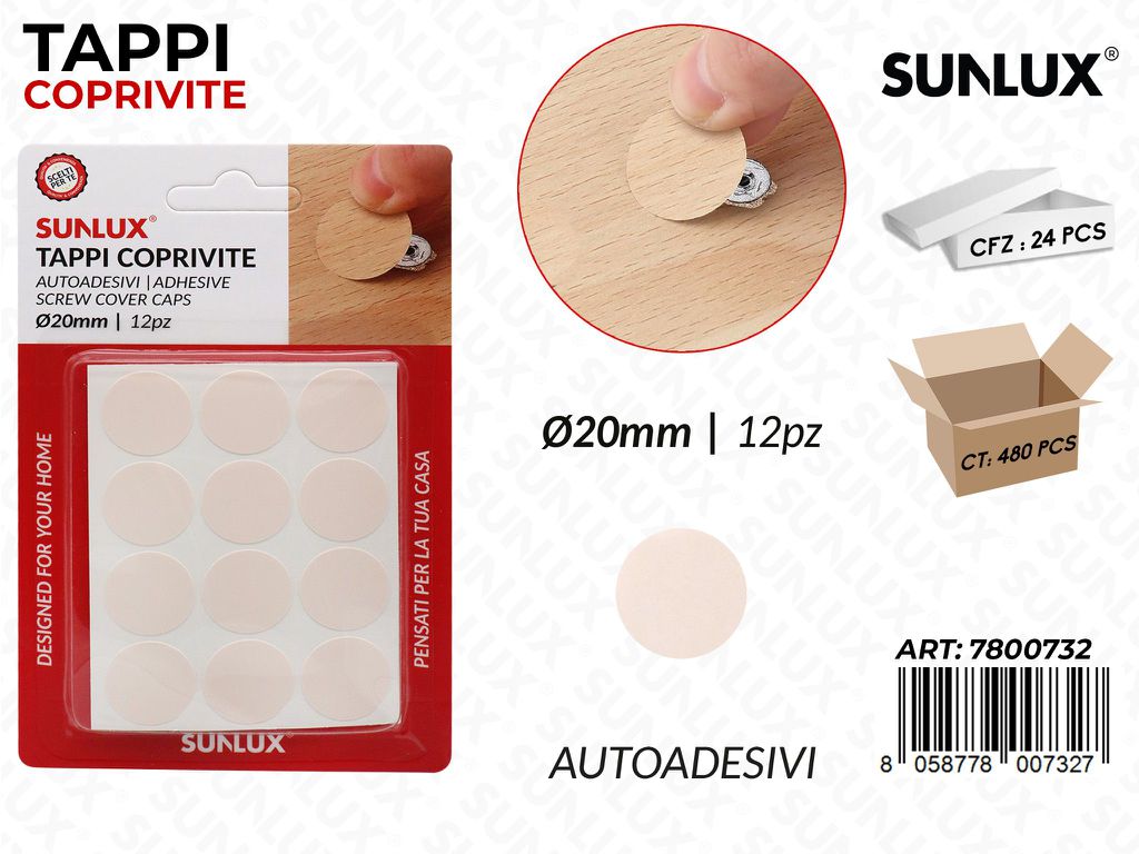 Sunlux Tappi Coprivite Autoadv D.20MM 12PCS