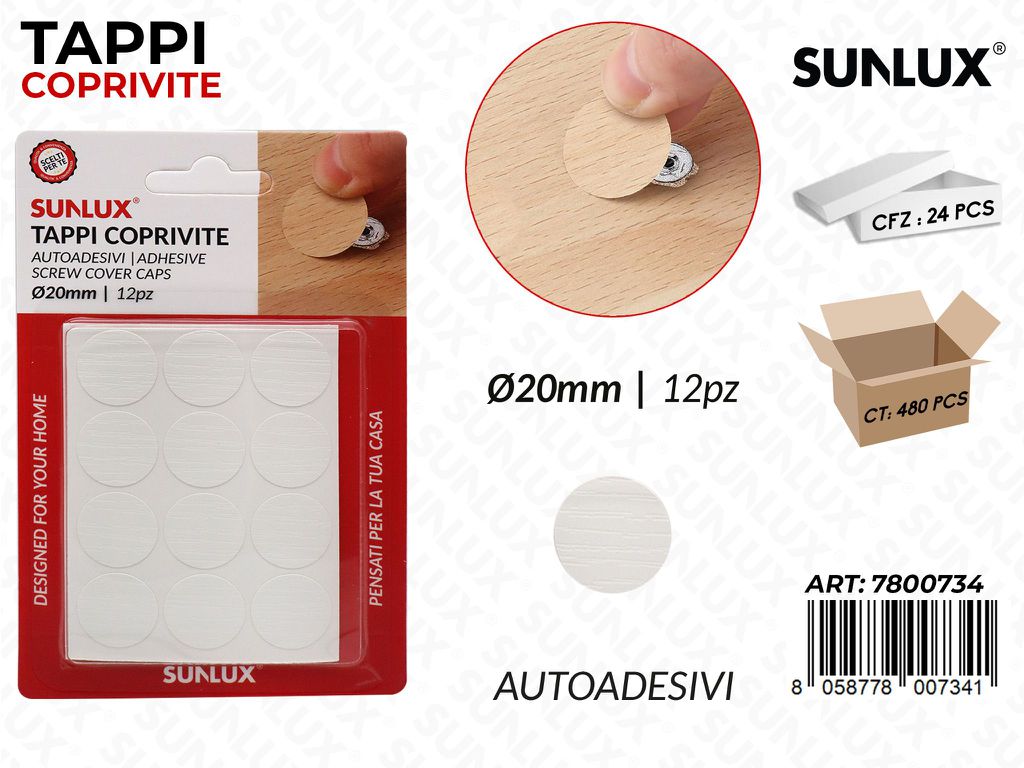 Sunlux Tappi Coprivite Autoadv D.20MM 12PCS