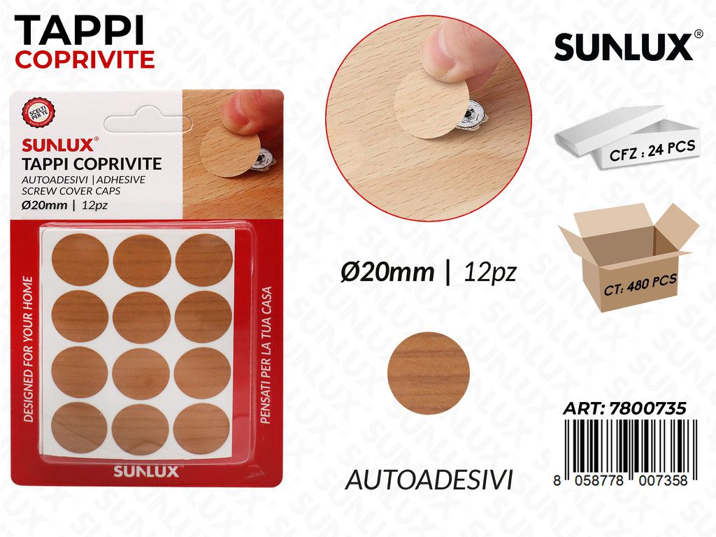 Sunlux Tappi Coprivite Autoadv D.20MM 12PCS