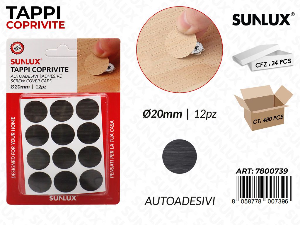 Sunlux Tappi Coprivite Autoadv D.20MM 12PCS