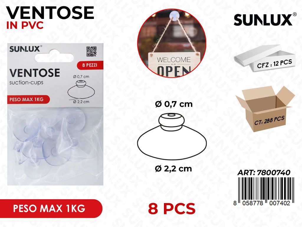 Sunlux Ventose Pvc 8PCS Max 1KG 0.7*2.2CM
