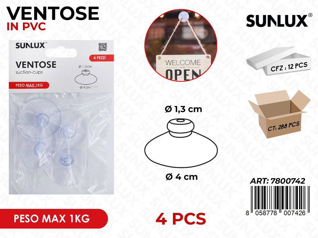 Sunlux Ventose Pvc 4PCS Max 1KG 1.3*4CM