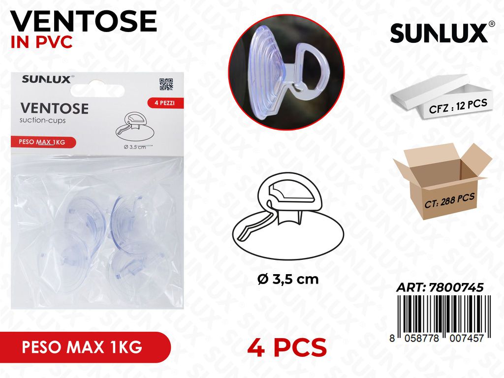 Sunlux Ventose Pvc 4PCS Max 1KG 3.5CM