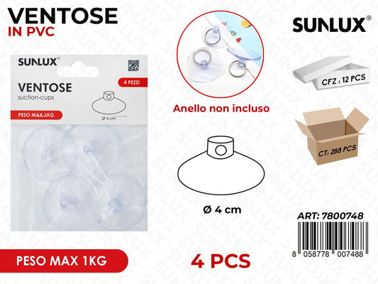 Sunlux Ventose Pvc 4PCS Max 1KG 4CM