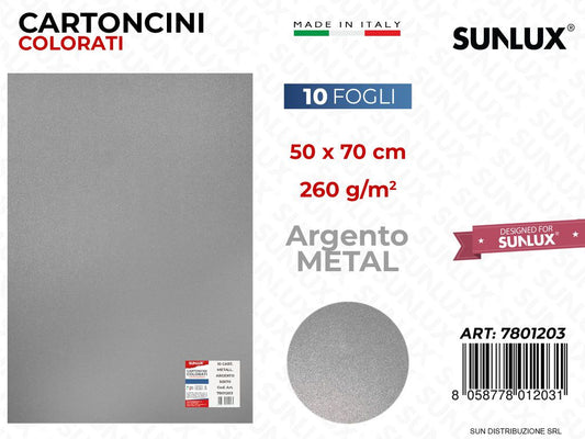Cartoncini Col. Arg. Metal F.to 50*70CM 260GR 10FF