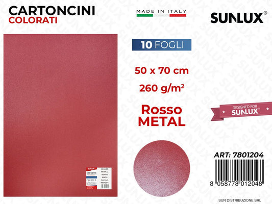 Cartoncini Col. Rosso Metal F.to 50*70CM 260GR 10FF
